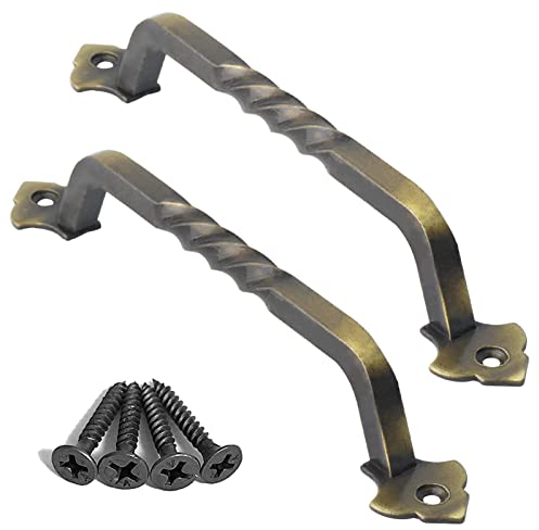 Ouvin 2 Pack Barn Door Pull Handle Hardware for Wooden Garden Gate Shed Cabinet Door (128mm/5inch Bronze)