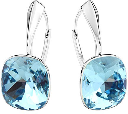 Square 12 mm Wunderbar Hängend Ohrringe 925 Silber Österreichische Zirkonia - Schmuck für Frauen und Mädchen - Hängeohrringe Ideal für Geschenke für Frauen (Aquamarine)