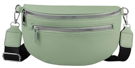 Damen Tasche Gürteltasche Crossbody Leder Optik Hüfttasche Bauchtasche Umhängetasche Cross-Over Bodybag Schultertasche Handytasche Leder Optik Mint