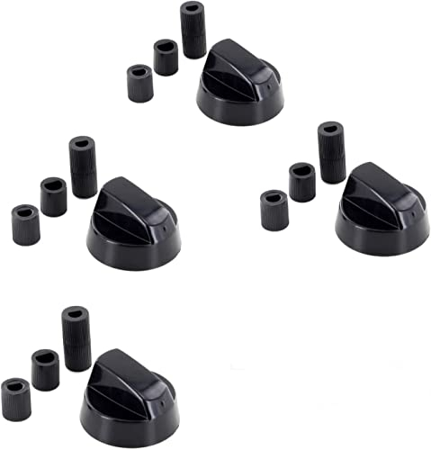 RYELDOM - KIT 4 MANOPOLE UNIVERSALI PER CUCINA A GAS NERA INNESTO 6-7 - 8 MM - Stile e Precisione al Tuo Fornello