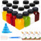 wordmouk Lot de 16 Bouteilles de Jus en Plastique à Remplir avec Couvercles 120ml / 4oz Mini Bouteilles de Shot Bouteilles Vides Réutilisables avec étiquette Entonnoir et Brosse