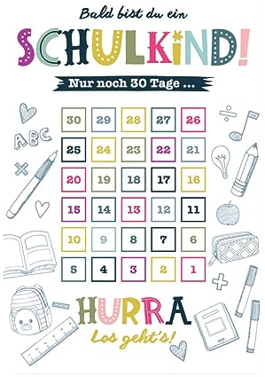 Spreadshirt Schulkind Countdown Einschulung Schulanfang Noch 30 Tage Poster 20x30 cm, One size, Weiß