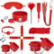 12er BDSM Bondage Set Fesselset Erotik SM Sex Spielzeug Zugband Handschellen Knöchelmanschetten Analplug Nippelklemmen Ballknebel Federkitzler Augenmaske Peitsche Paddel Baumwollseil Paare (rot)