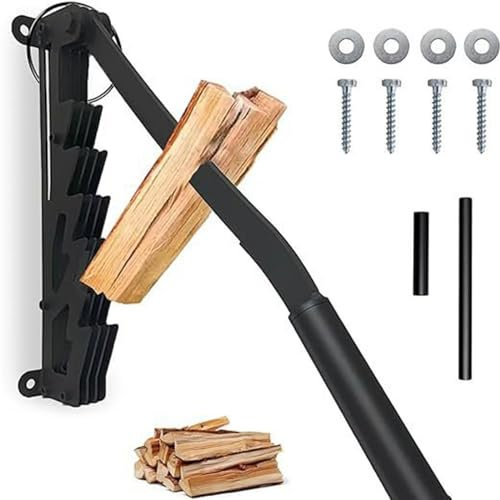 Heavy Duty Log Splitter, Wall Mounted Firewood Splitter, Manual Wood Splitter with Screws, Firewood Cutter for Fireplace, Home Camping