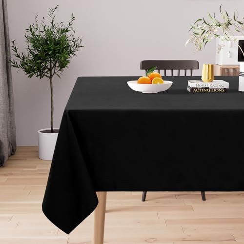 Homaxy Tischdecke Abwaschbar Lotuseffekt Rechteckig 140 x 300 cm Tischtuch Wasserabweisend Tafeldecke Abwischbare aus Polyester Schmutzabweisend Pflegeleicht für Küche Party, Schwarz