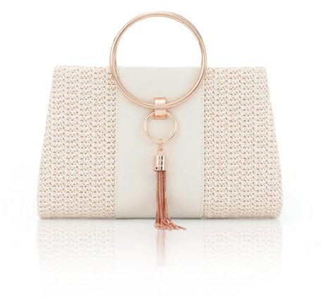 Jywmsc Pochettes en Paille pour Femmes Sacs de Plage D'été Fourre-tout à Glands Sac de Soirée Sacs à Main