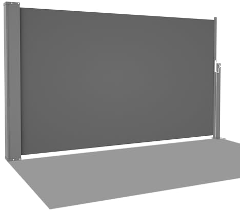 HOMEDEMO Seitenmarkise ausziehbar, 100 x 300 cm Anthrazit, Sichtschutz Sonnenschutz Markise, Windschutz Wasserdicht Seitenzugmarkise, Seitenrollo für Balkon, Terrasse, Garten