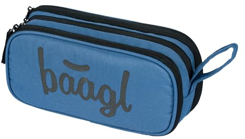 Baagl Federmäppchen für Mädchen, Jungen, Schule Mäppchen, Federmappe mit 3 Fächer, Federtasche für Teenager, Kinder Etui (Ocean Blue)