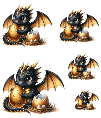Bügelbilder Drache/Drachen-LBD010/ in verschiedenen Größen auf einem A4 Bogen - Einfach anzubringende Designs, Waschmaschinenfest und Langlebig, Ideal für Kleidung und Textilien.