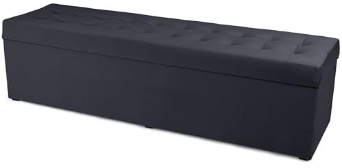 MG Design Polsterhocker 45 x 160 cm Dunkelgrau mit großem Stauraum (ca. 190 L), bis 300 kg belastbar, weich mit dezentem Schimmer, pflegeleicht – Wohnbereich, Schlafraum & Flur