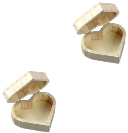 DEARMAMY 2stücke Holz Schmuckbox Herzform Vintage Aufbewahrungsbox Aus Holz Für Schmuck Und Kleinigkeiten Dekorative Holzschatulle Für Stilvolle Organisation Antikes Wohnaccessoire