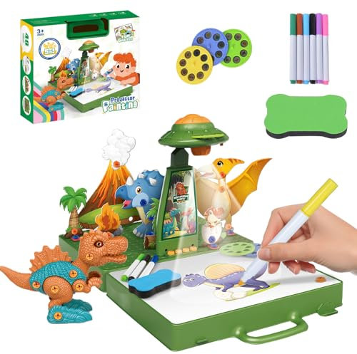 Projecteur de dessin pour enfants de 3 à 8 ans, projection et dessin 3 en 1 pour filles et garçons, avec 48 motifs, papier, crayons de couleur, tableau à colorier, vert