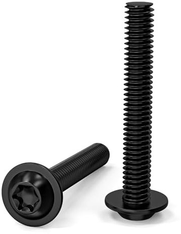 ORTAVA 30 Stück M8 x 40 Schrauben, Linsenkopfschrauben, Torx Schrauben, Schwarz Schrauben mit Flansch und Bund, Edelstahl A2 V2A Vollgewinde für Tischbeine Fahrzeugbau Holz Gerüst