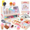 KIMIGO Heladeria Juguete,Juguete de Helado,Tienda de Helados con Conos,Tienda de Helados Accesorios de Cocina,Helados Madera Juguete Juego Educativos Regalo para Niñas Niños 3 4 5 6 años