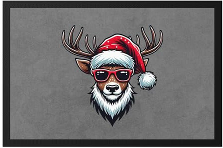 Hey!Print Rentier Weihnachten Fußmatte Brille Lustig Xmas Christmas