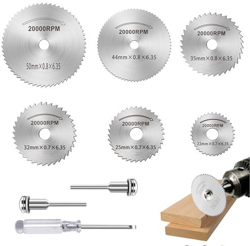 Rotary Drill Saw Blades, 8 PCS HSS Cutting Discs, Drill Saw Blades for Dremel Rotary Tool HSS Saw Disc Wheel Cutting Blades with Screwdriver for Wood Plastic Metal Cutting
