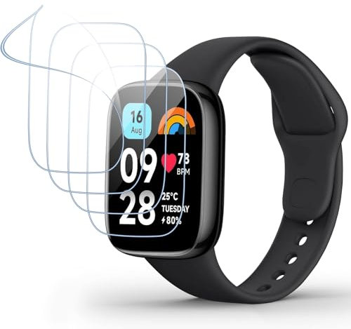 Vauki 4 Pack Protector Pantalla para Xiaomi Redmi Watch 3 Active Cristal Templado,Resistente a los Arañazos,Película de TPU Suave Film HD Transparente Sin Burbujas Vidrio Templado