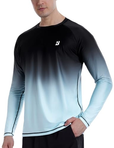 Roadbox Men's UPF 50+ Swim Rash Guard Vest, Long Sleeve UV Sun Protection SPF Shirts, Quick Dry Watersports Base Layer Tops for Diving Beach Surfing Hiking