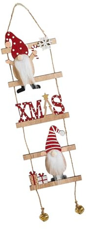 THINCAN Unica scala in legno Babbo Natale arrampicata fatta a mano decorazione per albero di Natale festivi accessori per feste elegante decorazione dinamica