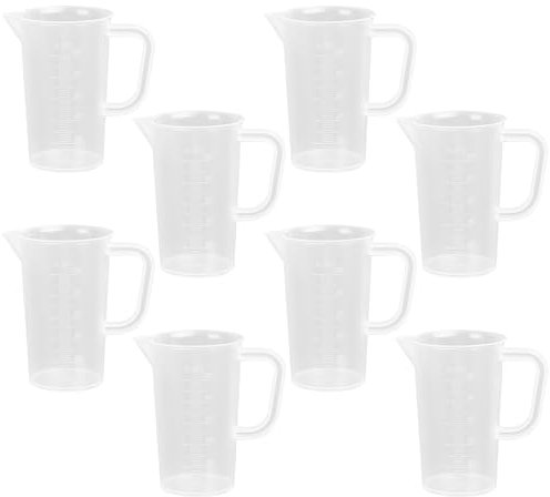 8 Piezas Jarra Medidora Plastico, 100ml Vaso Graduado, Taza Medidora, Vaso Medidores Precisión, Vaso Medidor con Asa, Dosificador Plastico Reutilizable para Cocina Hornear Laboratorio