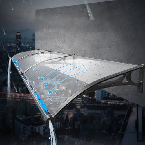 Tenda da sole trasparente da pioggia e neve, per esterni, con finestra curva, ideale per giardini, balconi e porte
