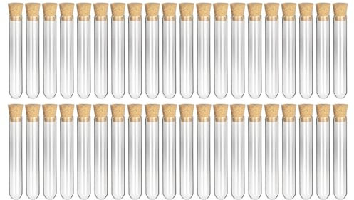 Ideen mit Herz 40 Reagenzgläser mit Korken | aus hochwertigem Glas | 7,5 cm hoch (ohne Korken) | außen: Ø 1,2 cm | innen: Ø 0,9 cm | Fassungsvermögen: 5 ml | als Gastgeschenk zur Hochzeit