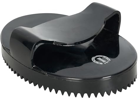 Imperial Riding Gummistriegel IRH, weicher ovaler Striegel aus Gummi mit griffiger Oberfläche, schonende Fellreinigung für Pferde & sicheren Halt, Schwarz