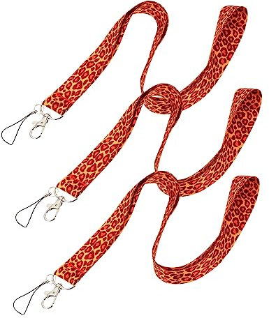 RORPOIR 3pcs Fashionable Id Cards Hanging Lanyard Mobile Phone Rope Leopard Print Comfortable Neck Strap