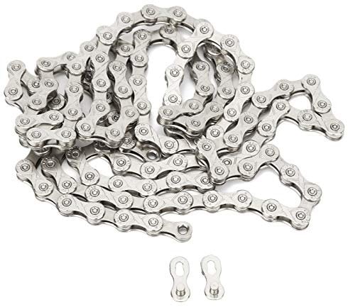 ERYUE Bergfaltbare Fahrradkette, 10 -Gang -Fahrradkette, Stahlzykluskette für -/Straßen-/Hybrid-/Klapprad, Geeignet für 30 Geschwindigkeitspositionierungssysteme (Silber)