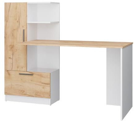 Vicco Schreibtisch Tomy, Arbeitstisch für das Büro, Weiß/Goldkraft Eiche, 150 x 59 cm