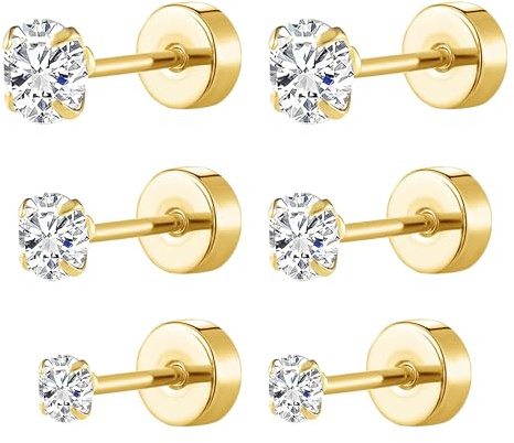 JUZICHEN 3-5 Paar Damen Ohrstecker Zirkonia