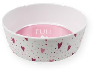 Pink Hearts Melamine Plastic Pet Bowl - Cat/Small Dog Feeding Dish