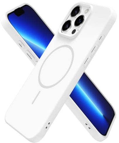oakxco for iPhone 13 Pro Max Case Silicone Mag Safe, Magnetic Slim Thin Phone Case Compatible with Magsafe Wireless Charging, Cute Girly Aesthetic Soft Rubber Gel Safecase for Women Girls, White
