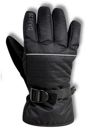 Dare2b Kids' Glacier Skiing Gloves Waterproof Breathable lined Snowboarding, Black