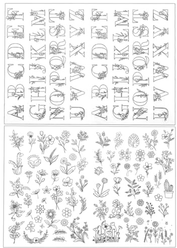 SGERUFZ 101 Pezzi Modelli da Ricamo Solubili in Acqua, Stabilizzatore Adesivo con Motivi Floreali, Punto Croce per Principianti, Ideale per Progetti Fai-da-Te e Esercizi su Tessuto