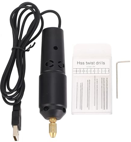 Leatikall Taladro De Mano Para La Fabricación Joyas, Taladro Mano USB Micros Taladros Eléctricos Para La Fabricación Joyas Maderas Resinas 5V 2A