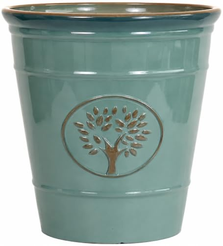 Heritage Tree Garden Pot – Decorative Tree of Life Indoor/Outdoor Planter, Large Lightweight Frost Proof & UV Resistant Plant Pot for Patio, Garden. (Sea Green, 74 Litre)
