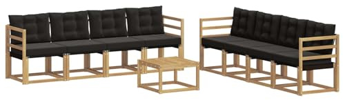 vidaXL Outdoor-Sofagarnitur mit Kissen 9 pcs Weiß und Schwarz, Moderne Garten-Couch, tolles Set für Bequeme Lounge, langlebige Möbel, stylische Terrasse