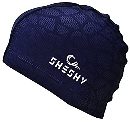 SHESHY Hommes Flexible Imperméable Résistant à l'humidité Bonnet de Natation de Taille Adulte Fibre de Coton Bonnet de Bain (Bleu)