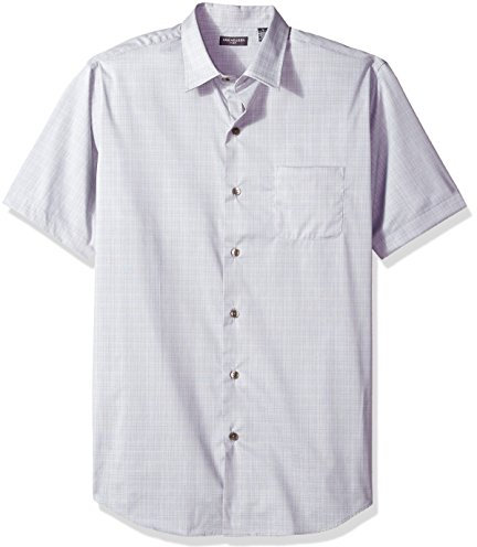 Van Heusen Men's Flex Stretch Short Sleeve Non Iron Shirt Button, Solid New Grey Cumulus, Medium