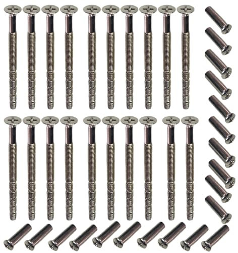 Universal Hardware 20 Pack M4 Door Handle Screws Chrome with Bolt Connecting Sleeve Male to Female for Door Handle, Knobs Escutcheons and Others
