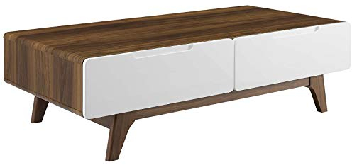 Modway-Origin Beistelltisch aus Holz, Mitte des Jahrhunderts, 47, Walnuss Weiß, 58 x 119 x 36 cm