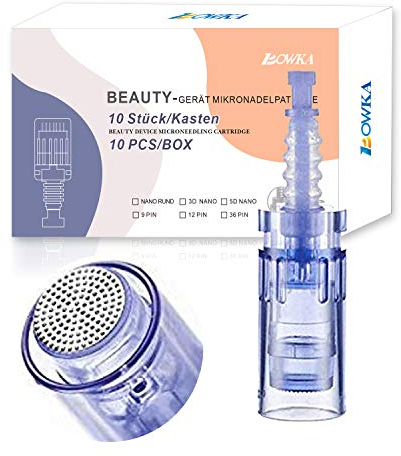 BOWKA Nano Rund Nadeln Patrone Elektrischer Microneedling Pen Derma Pen 10 Stück Universalmodell Ersatznadeln Patrone,einstellbar Bajonett-Schlitz Für Electric Derma Pen (Nano Rund Bajonett)