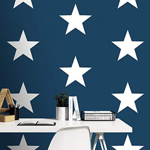 World of Wallpaper Star Wallpaper White on Navy Blue AF0025 - Kids Children Boys Room Wall Decor