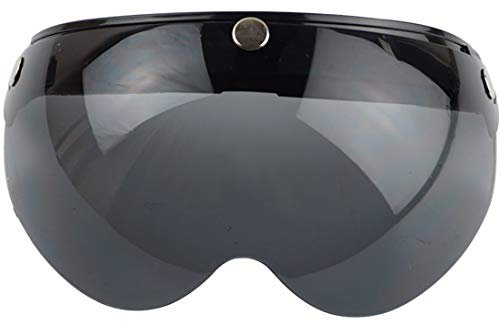 VCOROS W bubble helmet visor for universal Retro 3-snap Vintage Scooter open face and half face Motorcycle Helmets Anti-UV Anti-Scratch (Black)