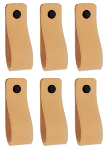 Brute Strength - Ledergriffe für Möbel - Natur - 12 Stück - 16,5 x 2,5 cm - Schrankgriff, Türgriff für Küche, Bad, Schränke, Kommode, Holz