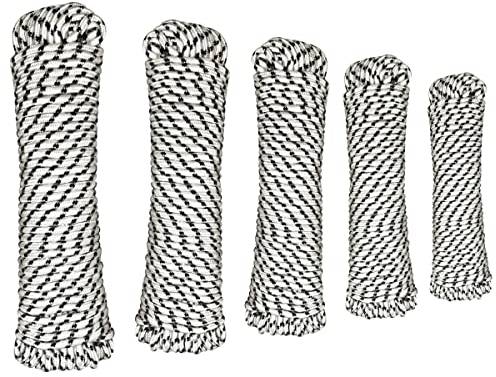20m Polypropylen Seil Ankerleine Bootsseil Tauwerk in schwarz-weiß - Robuste & wetterfeste Seile in verschiedenen Größen (8mm)