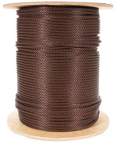 Golberg - Cable de alambre galvanizado trenzado de nailon – Cuerda de ala ala – Núcleo de cable de avión – Alta resistencia a la tracción (5/16 pulgadas x 50 pies) – Marrón