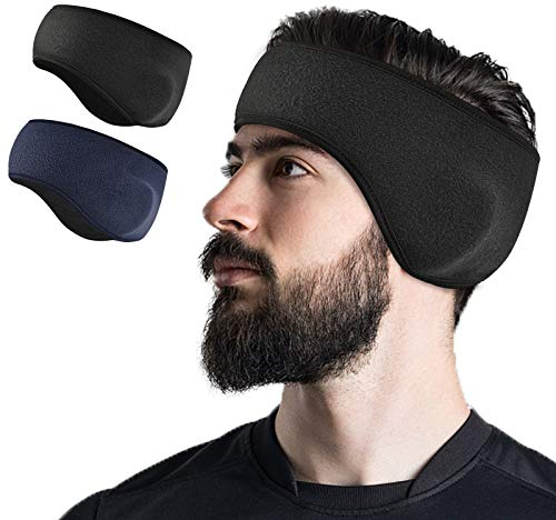Telgoner Winter Stirnband Sport für Damen Herren, Ohrenwärmer Stirnbänder Ohrenschützer Headband Kopfband Warm Winddicht Perfekt für Laufen Wandern Jogging Fahrrad, 2 Stück(Schwarz + Dunkelblau)