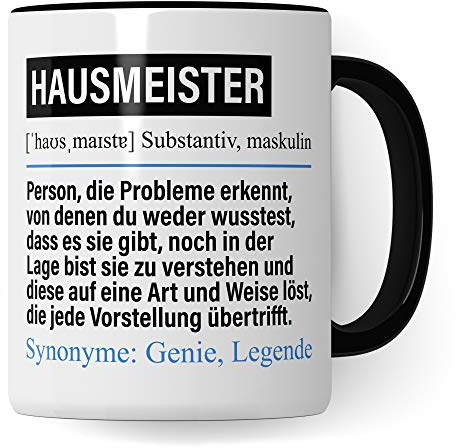 Pagma Druck Tasse Hausmeister lustig, Hausmeister Geschenk, Spruch Schulhausmeister Kaffeebecher Geschenkidee, Kaffeetasse Beruf Facility Manager Hauswart Teetasse Becher